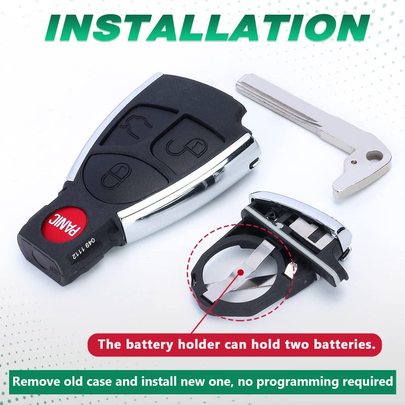 Beefunny Modified Remote Key Fob Shell Case Replacement for Mercedes-Benz C230 C280 C350 C43 AMG CL500 CL600 CLK320 CLK430 CLK500 CLK55 AMG CLS500 E320 E350 FCC ID: IYZ3312 - Image 5